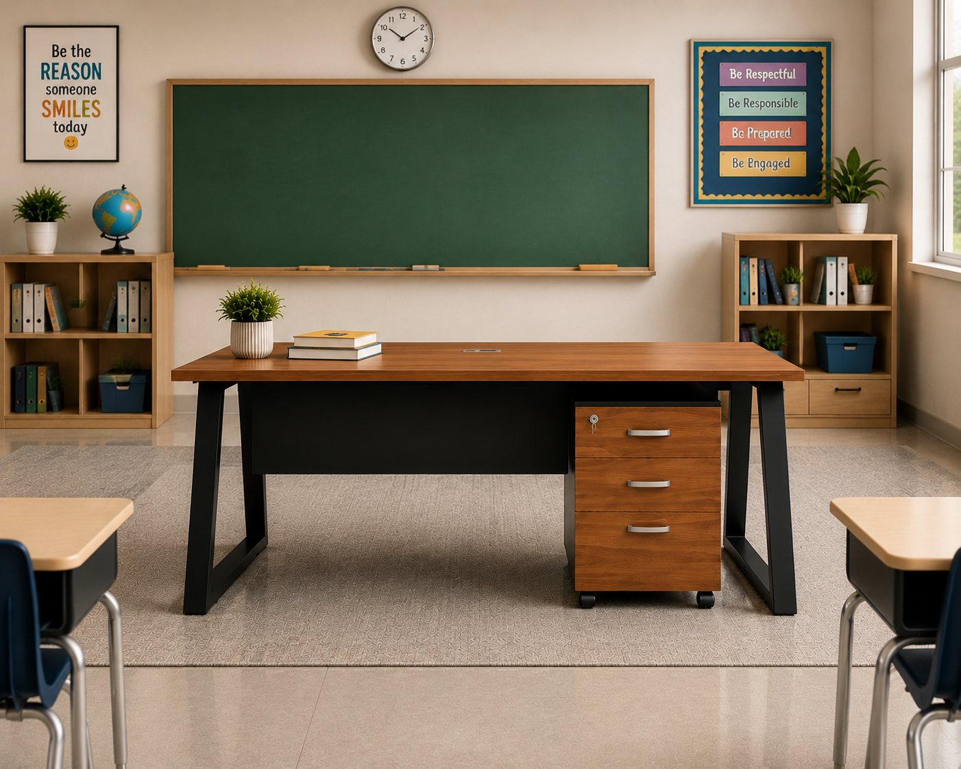  A-Frame Leg Desk with Mobile Pedestal — Teacher Furniture, Zumax